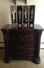 Vintage Chinese 4 Panel Black Lacquer Screen