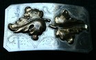 Vintage Ricardo Oak Leafs Nickel Silver Western Belt Buckle  
