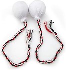 White Hawaiian Hula Dance Implements Pair Maori Poi Balls Hawaii Girl Dancing