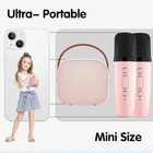 Mini Karaoke Machine Bluetooth Speaker With 2 Wireless Microphones For Kids