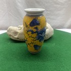 Chinese Blue   White On Yellow Glazed Ground Porcelain Vase 6    X 3   