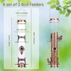 2pk Metal Wild Bird Feeder Squirrel Proof For Outside Hanging - 6 Port Tube T   