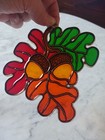 Vintage Multi Color Oak Leaf Stain Glass Window Whimsy Sun Catcher  