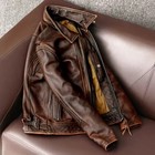 Men   s Motorcycle Vintage Cafe Racer Distressed Brown Biker Real Leather Jacket
