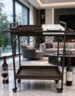 Rolling Bar Cart With Removable Trays Wine Rack Home Serving Cart