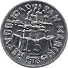 San Marino - 5 Lire - 1978 - Unc - Street Sweeper
