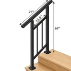 Outdoor 2-step Handrail Black Iron Railing With Balusters Deck Porch