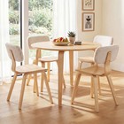 5 Piece Dining Table Set With 4 Padded Dining Chairs And Rubber Wood Table-natur
