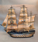 Vintage Navy Galleon Ship Wooden Model Rigging W cannons 16lx13 5hx3 5w Nautical