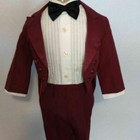 New Boy s 4 Pcs Formal Tuxedo Set Kids Size S - 16 Holiday Special Burgundy