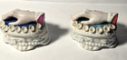 Antique Pair Of German Victorian Fairing Trinket Boxes With Lids Late 1800s