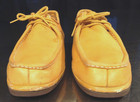 Vtg 70 s Deerskin Shoes Men s 12m Mark Casuals Moccasin Leather Gold Rockabilly