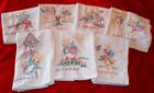 Hand  Embroidered  Flour  Sack   Dish Towels   Pretty  Maids  