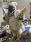 Vintage Christmas Santa Claus Figurine     Gold   White Decor     Holiday Display