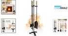 Elegant 4-piece Wrought Iron Fireplace Tool Set With Brass Handles     30 Inches
