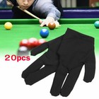 20pcs 3 Fingers Billiard Cue Pool Gloves Snooker Left Hand Nylon Accessories