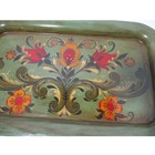 Vintage Metal Wood Grain Hand Painted Tray By J  Hickey Black Forest Colorado 71