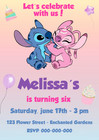 Digital Stitch And Angel Birthday Party Invitation Personalized Texts 1