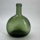 Antique Portugese Hand Blown Hand Stamped Green Glass Wine Bottle 19th Century