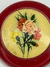 Vintage Flowered Tape Measure West Germany Cloth Ornate Button Retractable