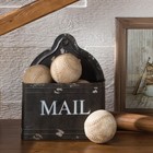 New  raz Imports 12  Distressed Black Mail Holder metal iron box container decor