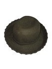 Womens Wool Felt Braided Rim Wide Brim Fedora Designer Olive Green Rn13962