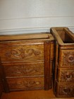 Antique Singer  Sewing Machine  6 Drawers   Racks  Tiger Wood  Ornate
