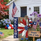 4th Of July Patriotic Usa Garden Flag 12x18 Double Sided Burlap  Summer Daisy Fl