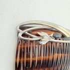 Antique Vintage Faux Tortoise Shell Women   s Hair Comb W  Silvertone Leaf Design