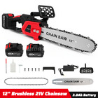 12  Cordless Chainsaw 21v Brushless Electric Handheld Chain Saw 2battery charger