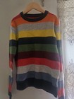 Gap Kids Crazy Striped Crewneck Sweater Multicolor Rainbow Cotton Knit M 8
