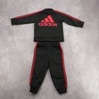 Adidas Boys 2-piece Classic Tricot Track Set Black Red Stripe Size 12 Months