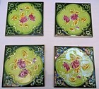 Tile Porcelain Ceramic Majolica Art Nouveau Purple Rose Vintage England Colle 51