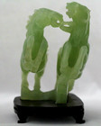 Large Beautiful Vintage Pair Of Chinese Carved Jade Dueling Stallions Horse Pair
