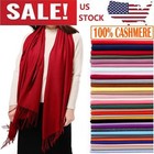 Womens Mens 100  Cashmere Scotland Oversized Blanket Wool Scarf Shawl Wrap Solid