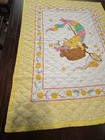 Vtg Care Bears Funshine Bear Baby Wall Hanger  Blanket Yellow Quilted 45 X 34