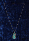 Vtg Native American Silver   Marbled Turquoise Stone Necklace Signed Indian 9 G