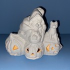 Ceramic Bisque Witch With Cat And Pumpkins Light Up Ready To Paint