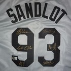 The Sandlot Cast Autographed  grey  93  Custom Baseball Jersey - 6 Signatures - 