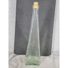 Vintage Green Glass Triangle Bottle Decanter With Cork Stopper 13 75 