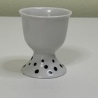 4 White 2 5    Ceramic Egg Holders With Black Designs Mismatch Set