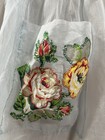Vintage Sheer Light Blue Half Apron W  Floral Appliqu  s  1960   s  Cottagecore