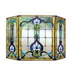 Stained Glass Fireplace Screen Tiffany Style Victorian Design Decor
