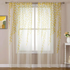 Yellow Sheer Window Curtains 2 Panels  Light Yellow Curtain Sheers Vine Leaves P