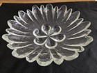 Vtg  Large Flower Ice Textured Glass Mcm Centerpiece Bowl 