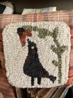 Primitive Wool Rug Hooking custom Hand Hooked bird   Flower  Pillow   new  ooak