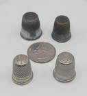 Estate Lot Of 4 Antique   Vintage Sewing Thimbles Silver Tone Spain  Prudential 