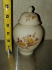 Vintage Fenton Hand Painted By S  Lee Custard Glass Urn   Vase   Lid 
