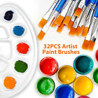 32pcs Artist Paint Brushes Kit Acrylic Flat Oil Watercolor Painting Craft Model