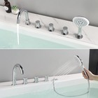 5 Hole Deck Mount Tub Faucet Chrome Roman Tub Faucet With Hand Shower  5 Piec   